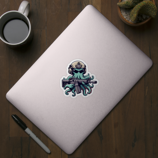 Tactical Octopus Adventure Tee: Where Intelligence Meets Style by Rawlifegraphic